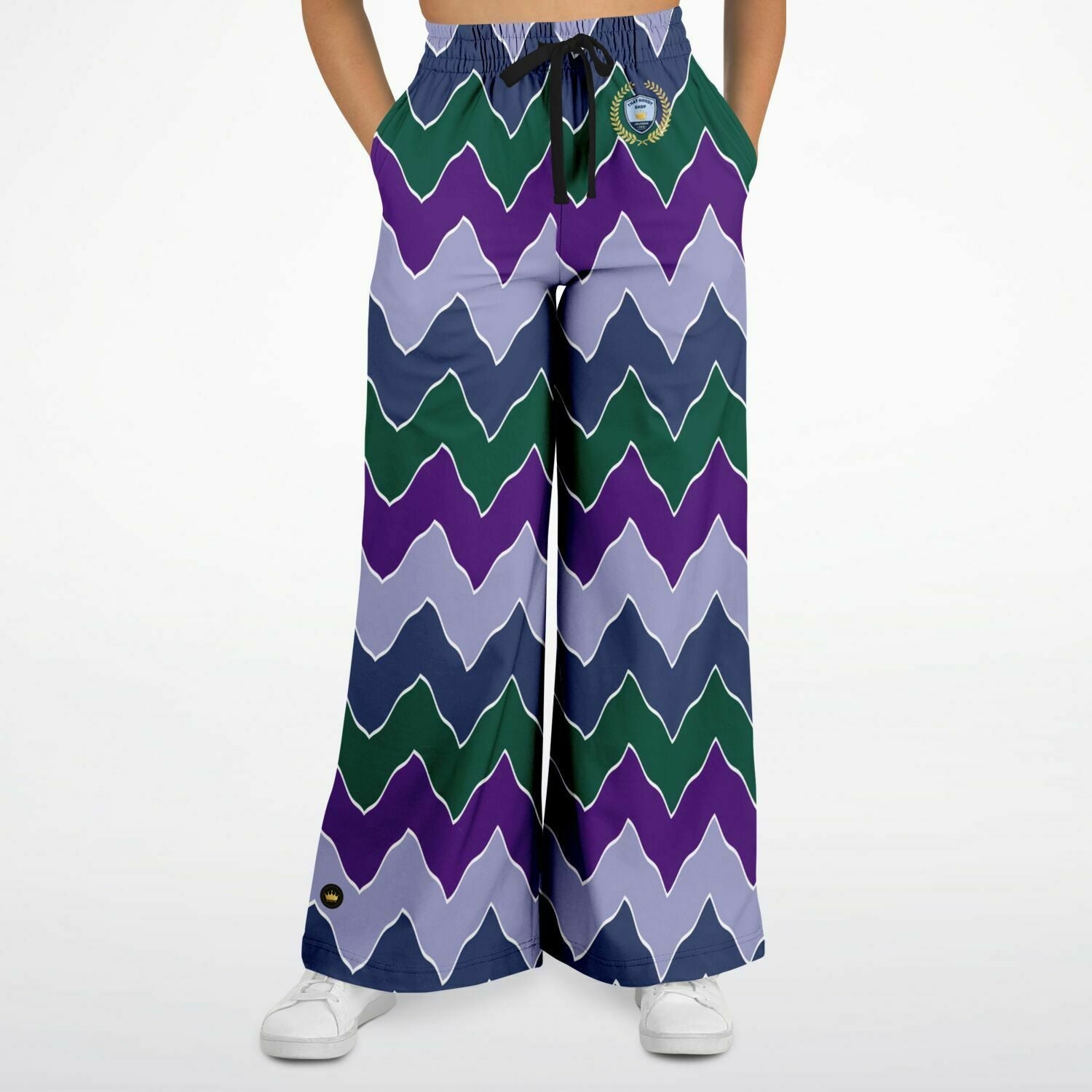 Purple Crush Chevron Flame Stripe Eco-Poly Wide Leg Pants