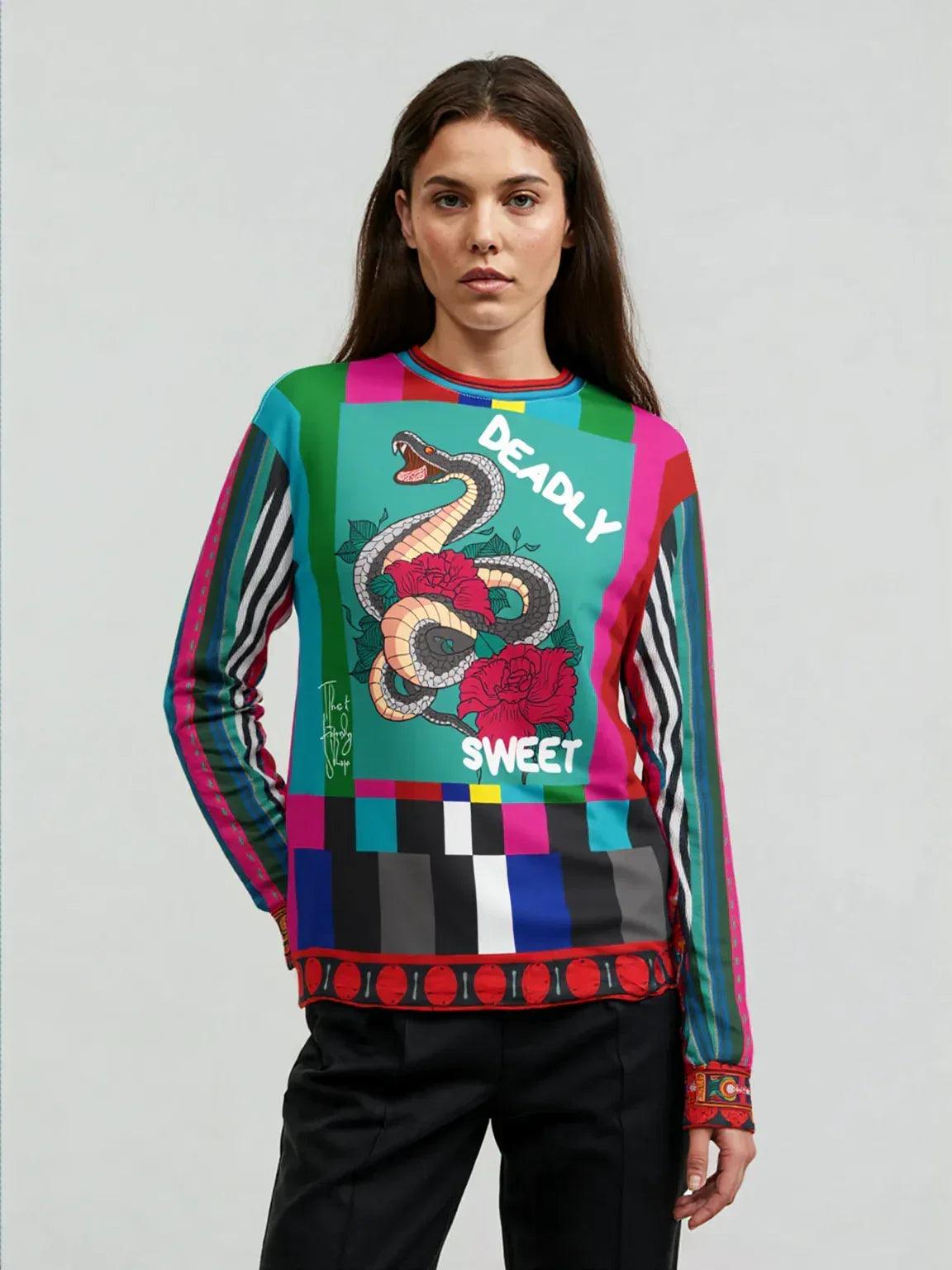 Deadly Sweet Snake Bite Floral Tattoo Art Unisex Sweatshirt (Gold Label)
