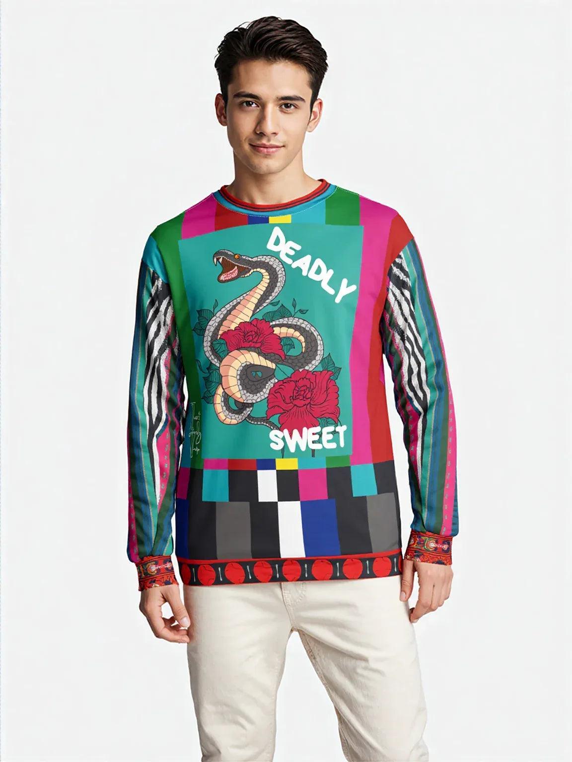 Deadly Sweet Snake Bite Floral Tattoo Art Unisex Sweatshirt (Gold Label)