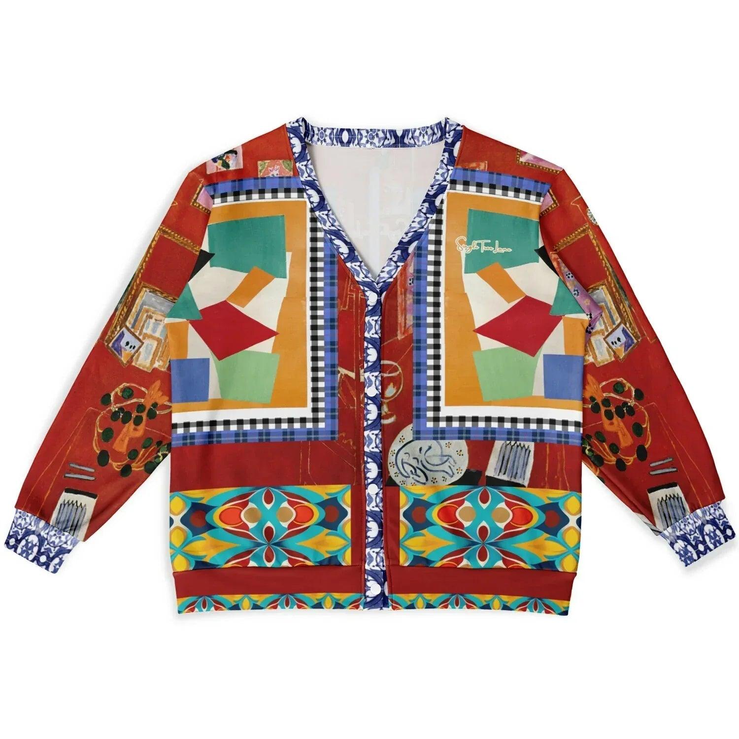 Decorative Figure in Ornamental Tavira - Matisse - Heavyweight Unisex Cardigan