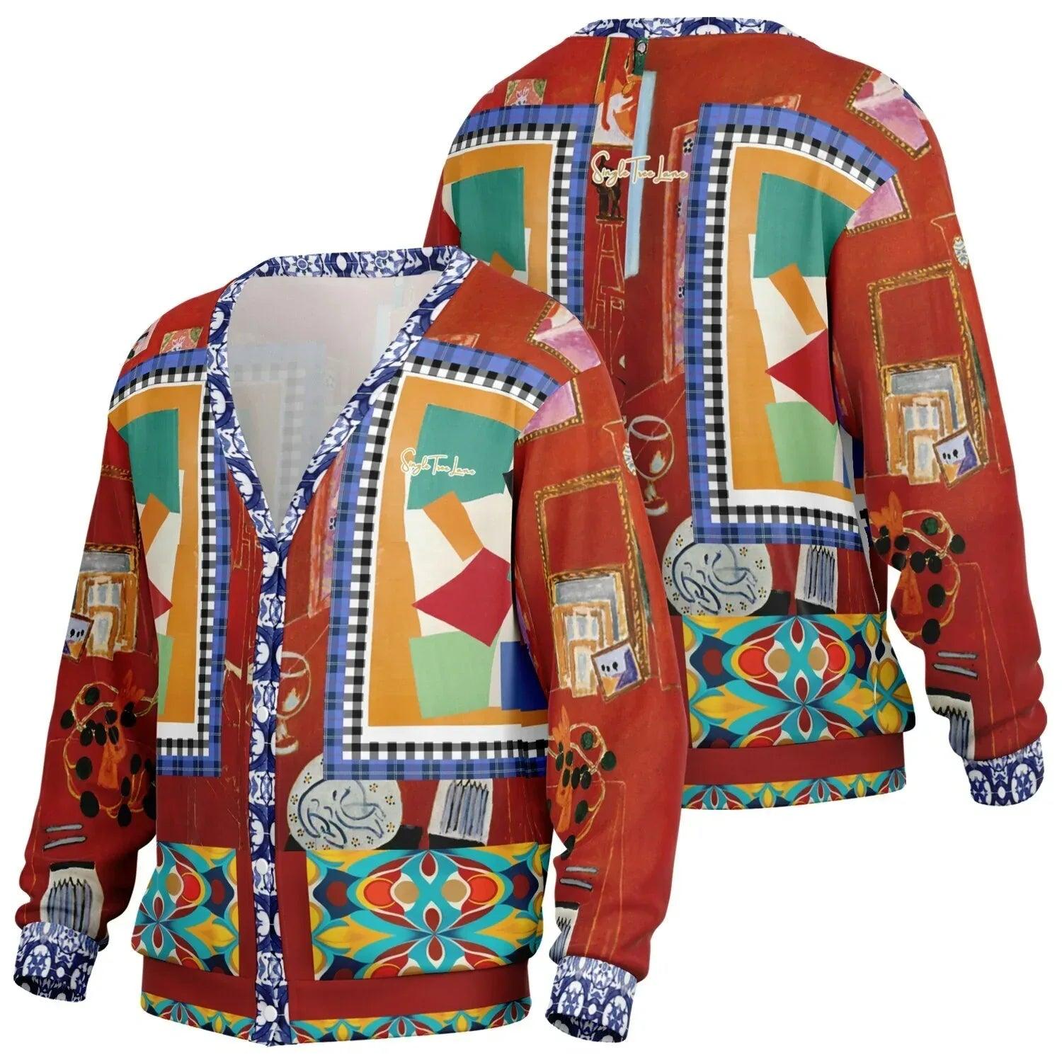 Decorative Figure in Ornamental Tavira - Matisse - Heavyweight Unisex Cardigan