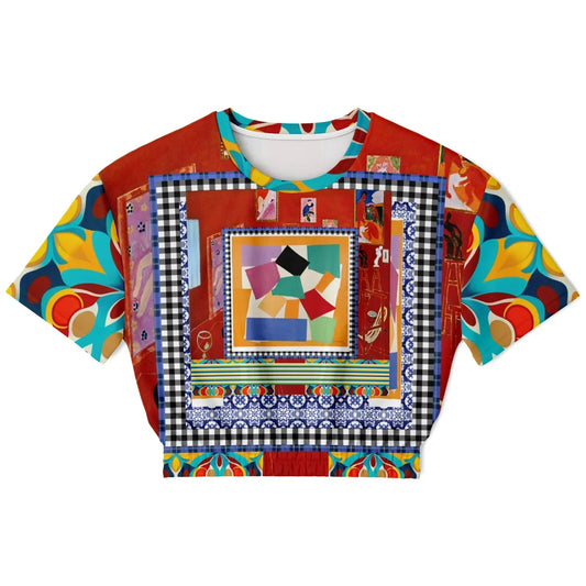 Decorative Figure in Ornamental Tavira - Matisse - Eco-Poly Short Sleeve Cropped Pullover