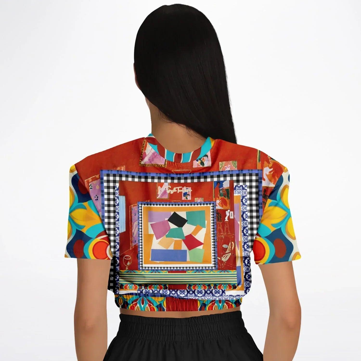 Decorative Figure in Ornamental Tavira - Matisse - Eco-Poly Short Sleeve Cropped Pullover