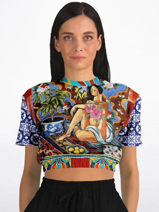 Decorative Figure in Ornamental - Matisse - Eco-Poly Short Sleeve Cropped Pullover