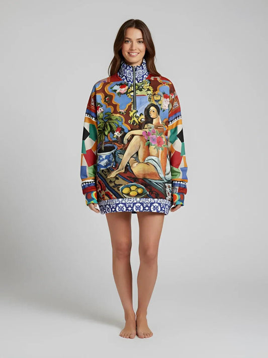 Decorative Figure on Ornamental - Matisse - Heavyweight Oversized Quarter Zip Sweatshirt
