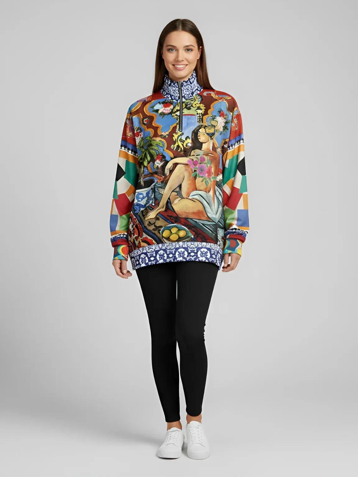 Decorative Figure on Ornamental - Matisse - Heavyweight Oversized Quarter Zip Sweatshirt