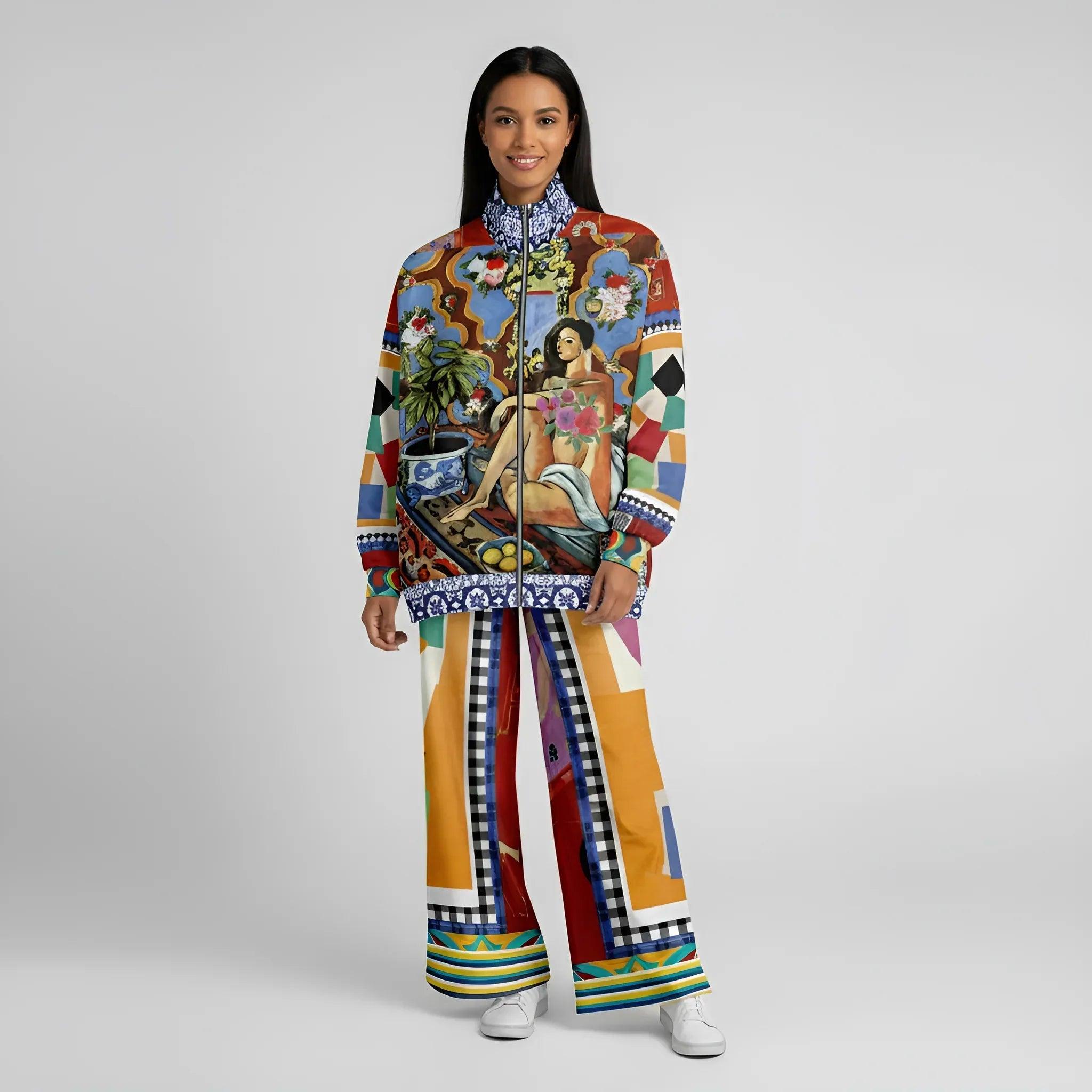 Decorative Figure in Ornamental - Matisse - Patchwork Eco-Poly Wide Leg Pants