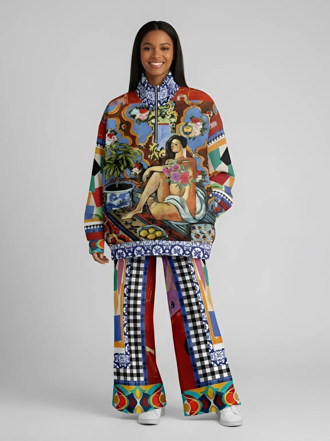 Decorative Figure on Ornamental - Matisse - Heavyweight Oversized Quarter Zip Sweatshirt