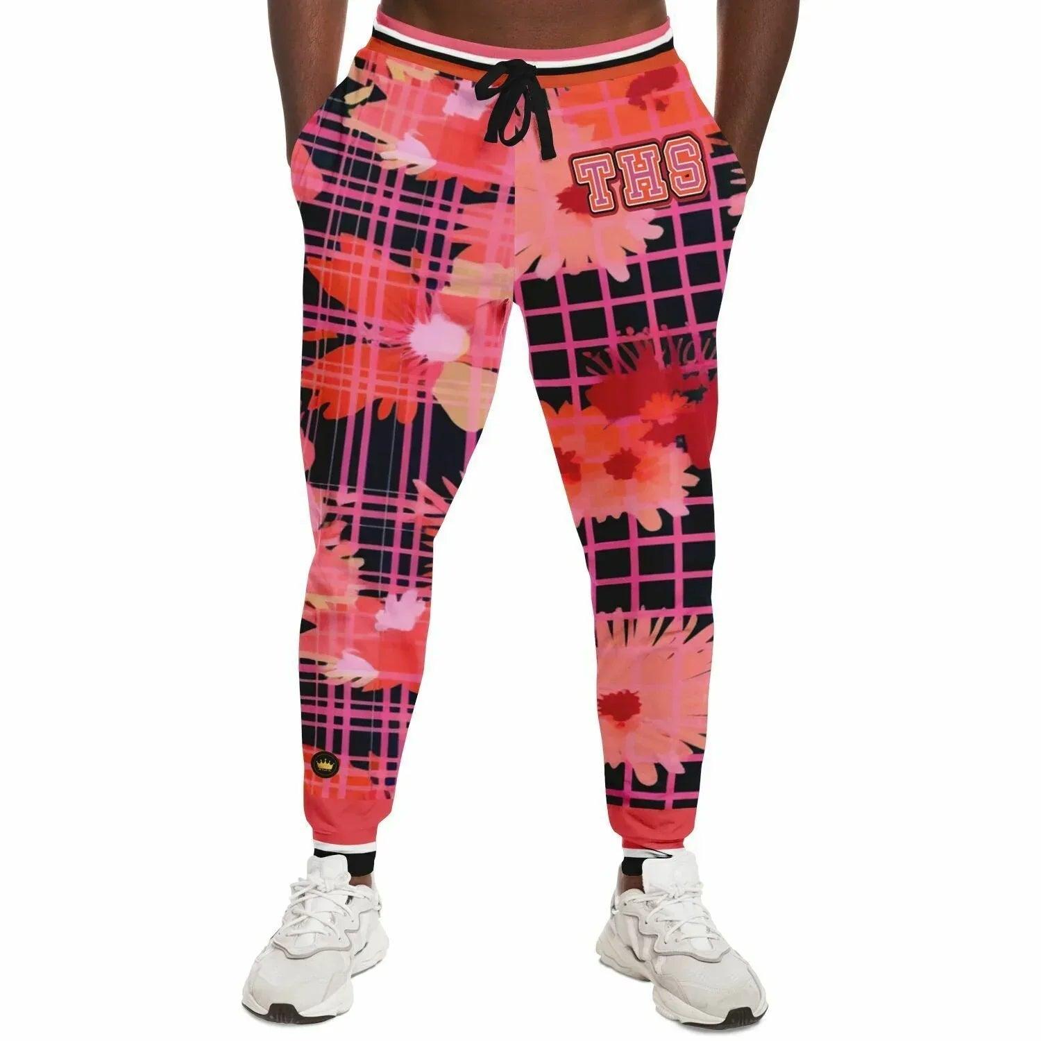 Flash of Color Floral Plaid Eco-Poly Unisex Joggers