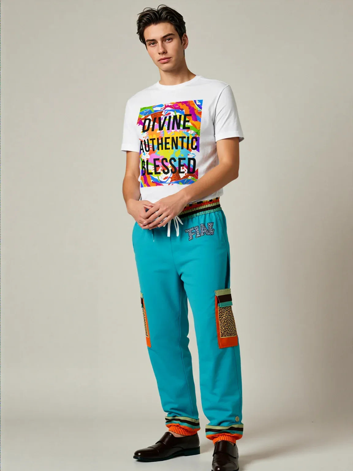 Bahamian Blue Leopard LUXE Eco-Poly Unisex Cargo Joggers