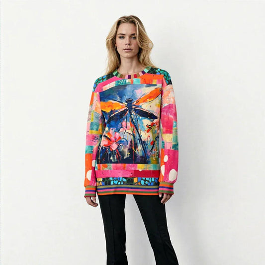 Dragonfly in Garden Floral Print Unisex Sweatshirt (Gold Label)