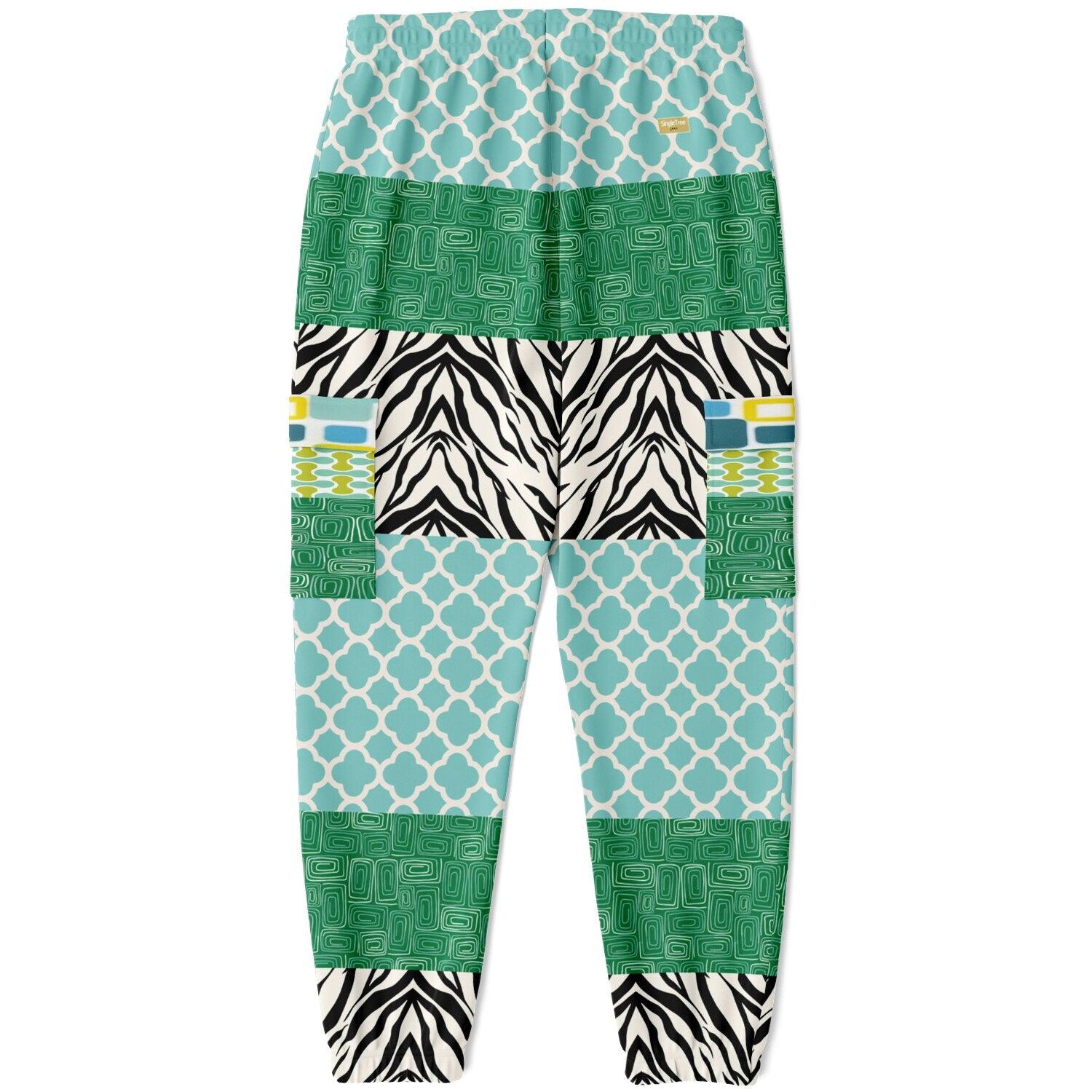 Dynamic Blue and Zebra Eco-Poly Cargo Joggers
