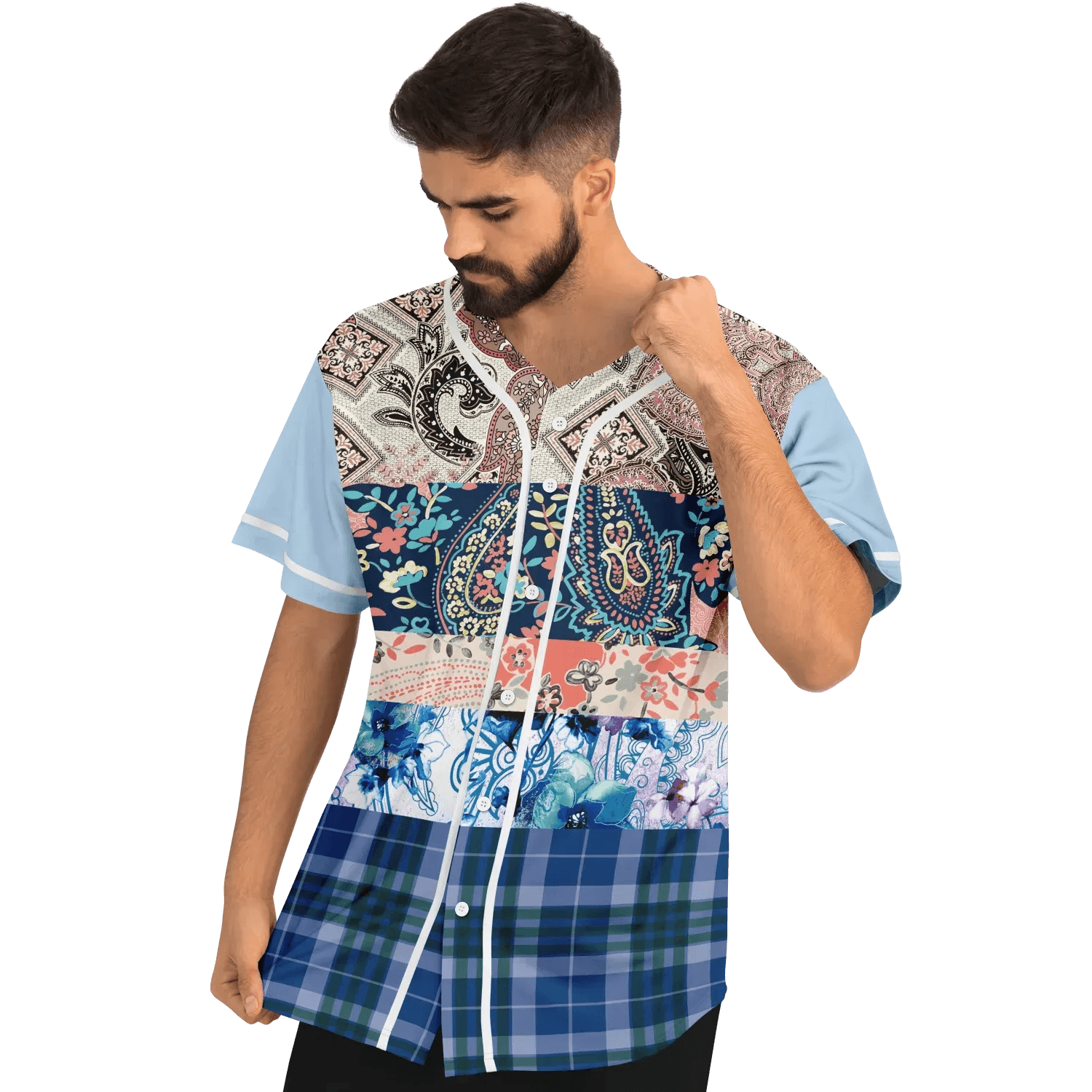 Dolores Park Paisley Print Short Sleeve Eco-Poly Baseball Jersey