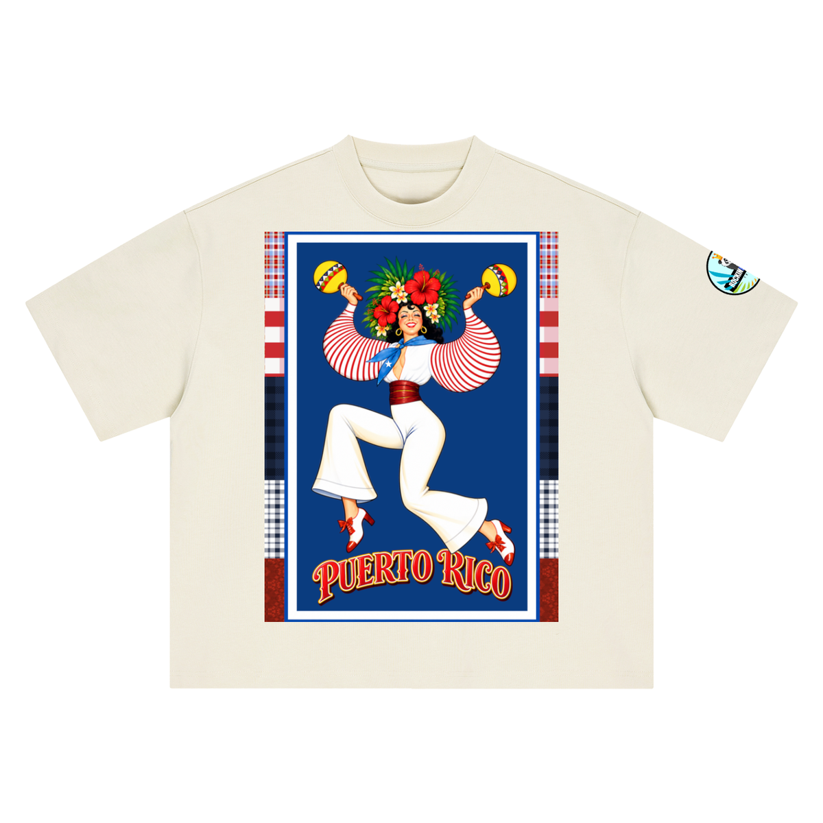 Spirit of Puerto Rico - Maracas Girl Boxy Oversized Unisex T-Shirt