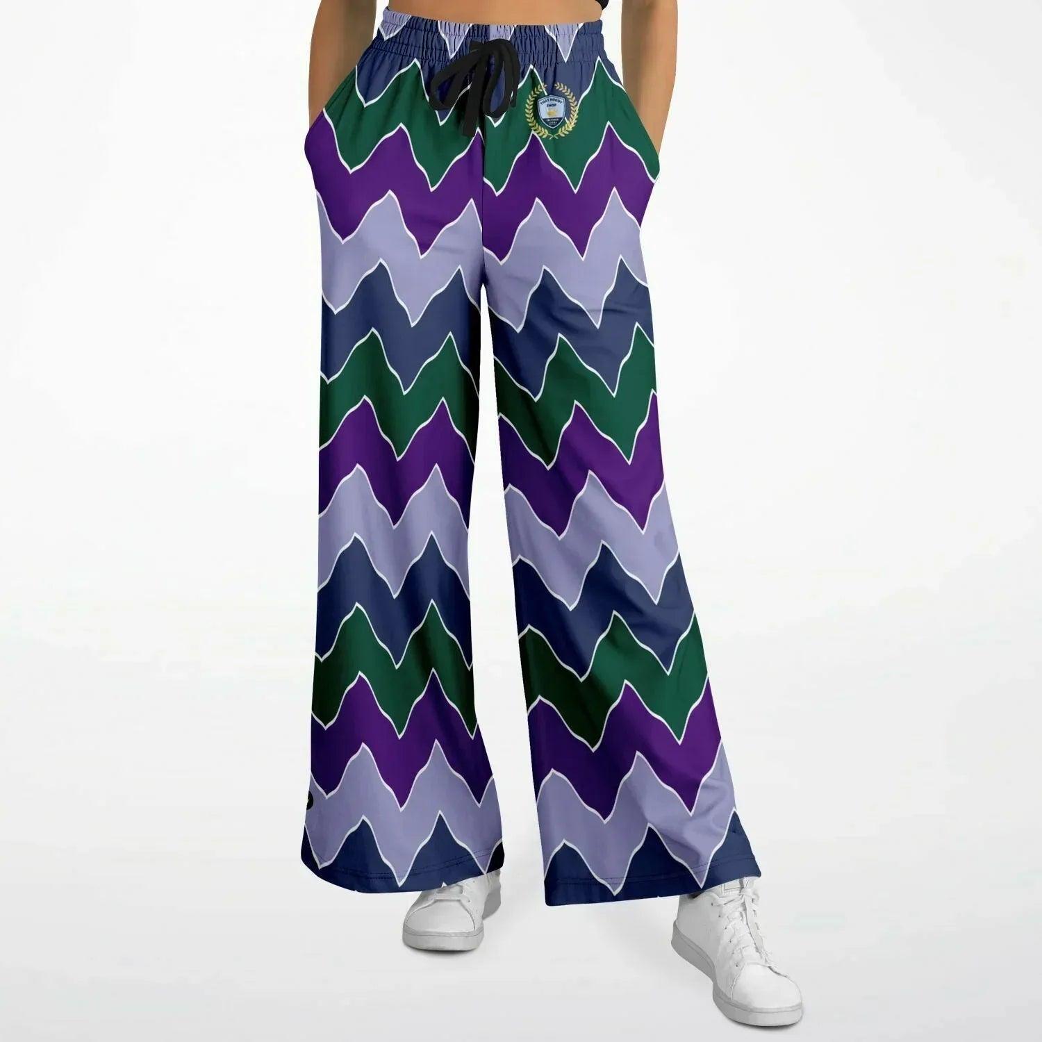 Purple Crush Chevron Flame Stripe Eco-Poly Wide Leg Pants
