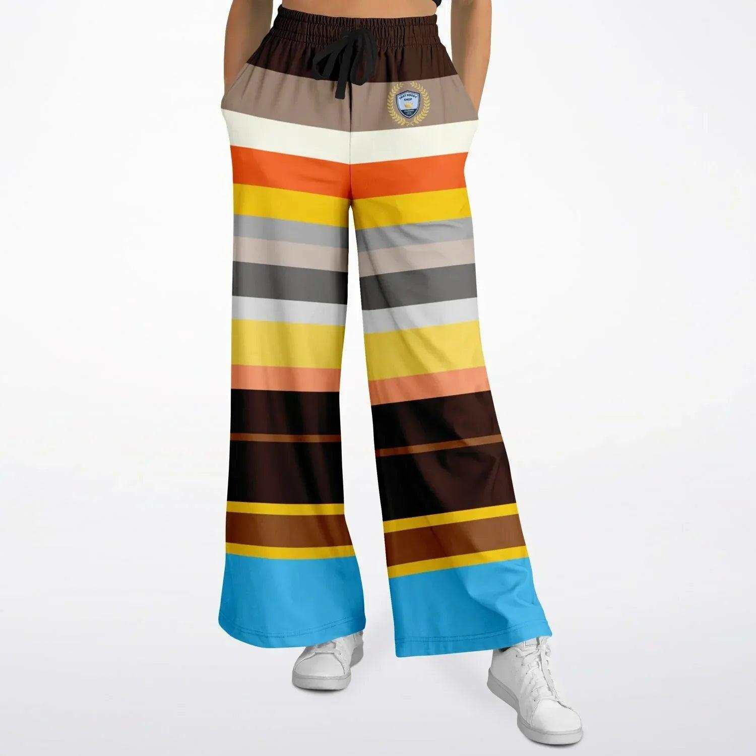 Earth Bound Jovial Rugby Stripe Eco-Poly Wide Leg Pants