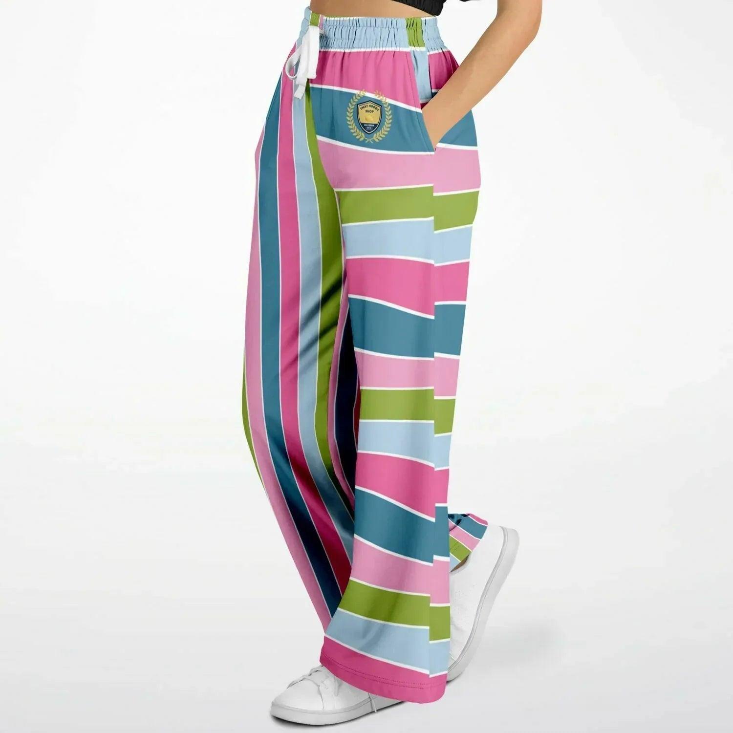 Easter Pastel Rugby Stripe Eco-Poly Wide Leg Pants