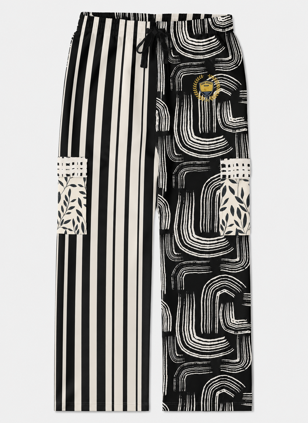 Ebony and Ivory Striped Geo Cargo Pants