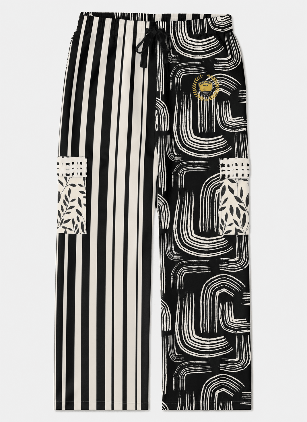 Ebony and Ivory Striped Geo Cargo Pants