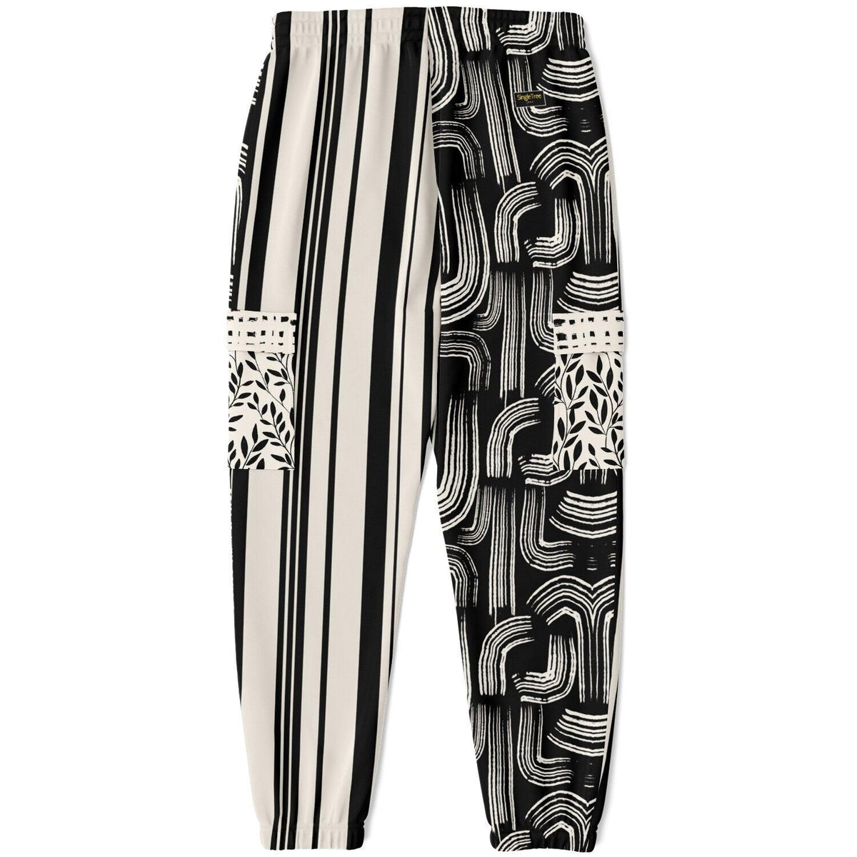 Ebony and Ivory Striped Geo Eco-Poly Cargo Joggers