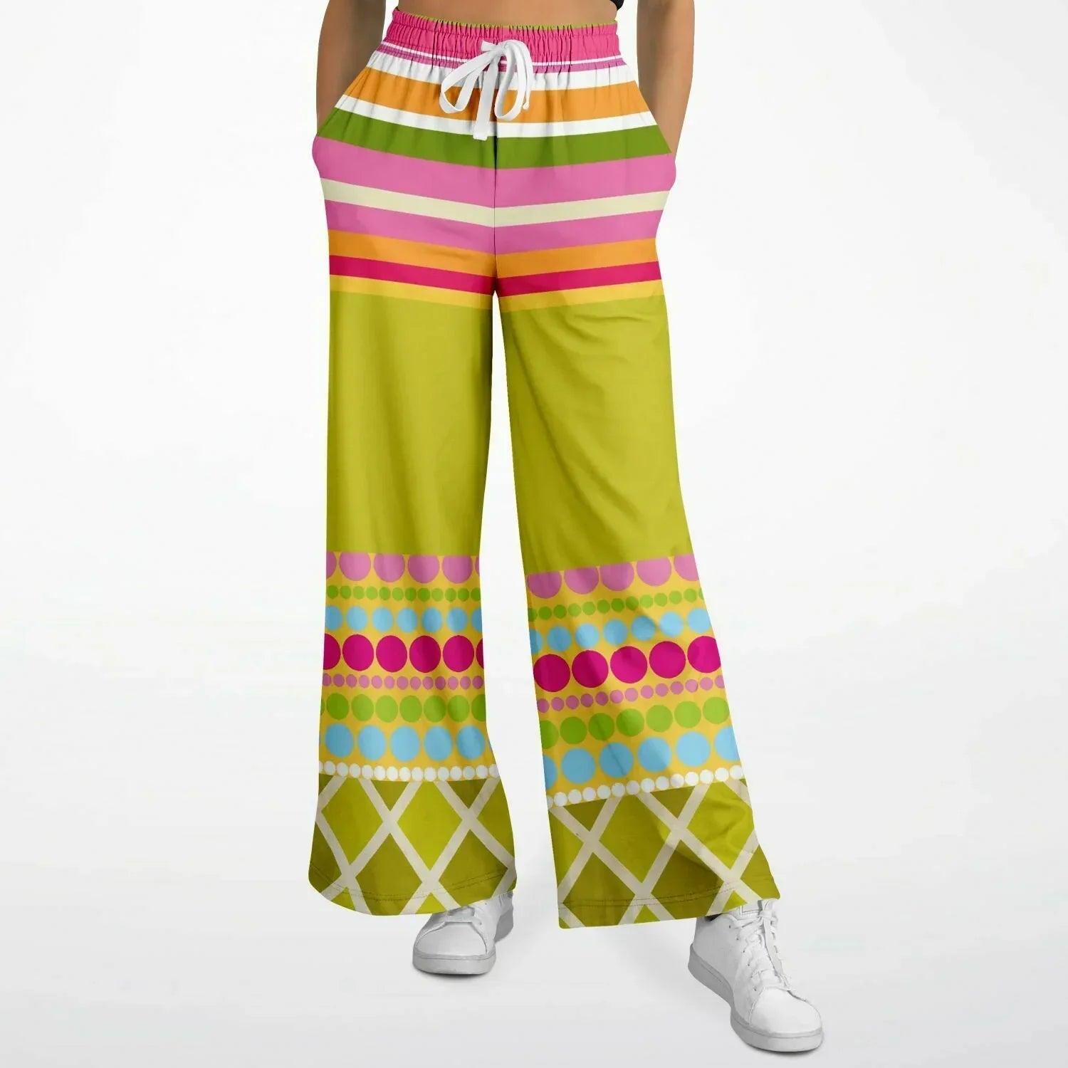 Hello Janis! Groove Stripe Eco-Poly Wide Leg Pants