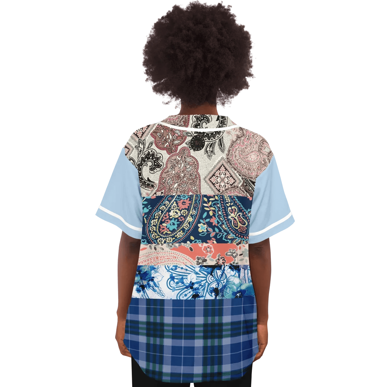Dolores Park Paisley Print Short Sleeve Eco-Poly Baseball Jersey