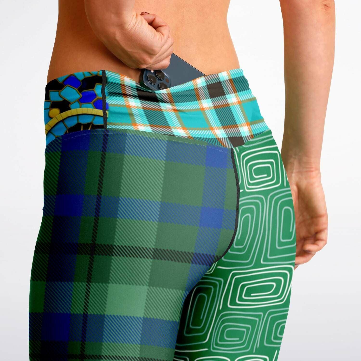 Electric Garden Maze Geometric Plaid Flare Leggings