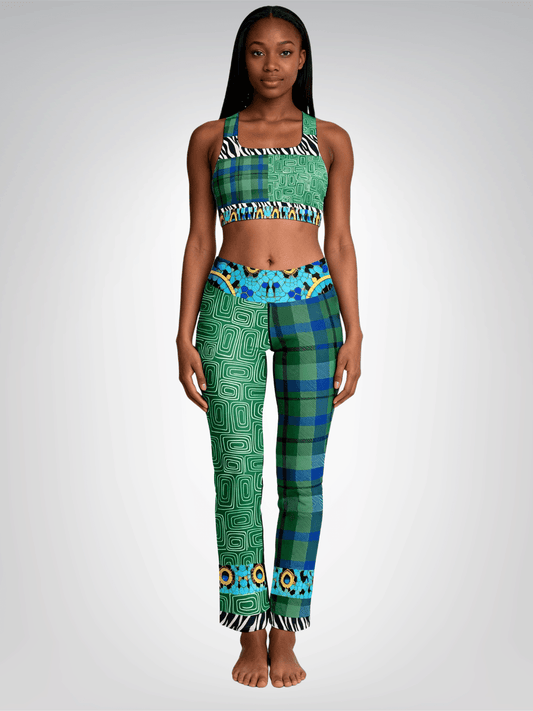 Electric Garden Maze Geometric Plaid Padded Sports Bra