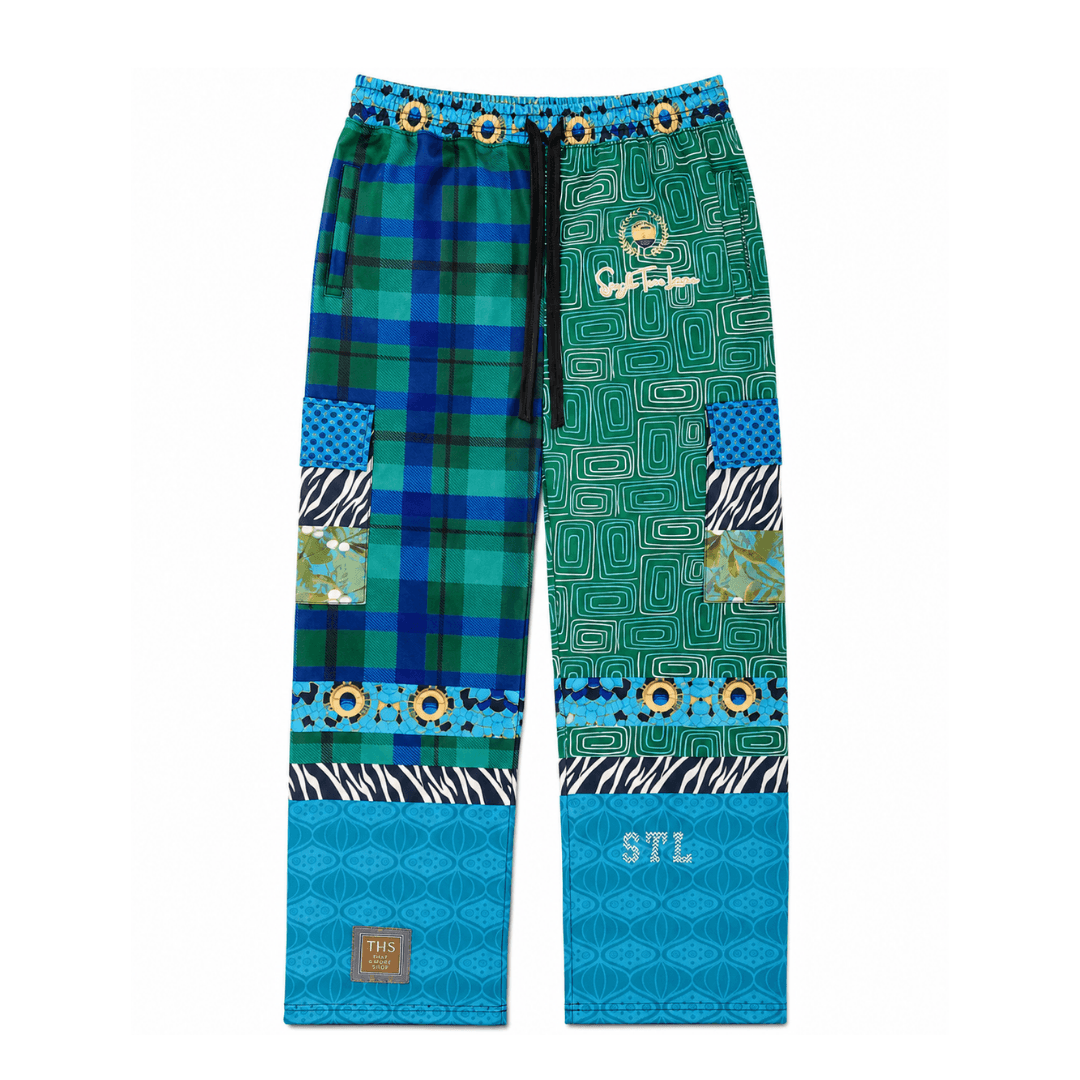 Electric Garden Maze Geometric Plaid Cargo Pants