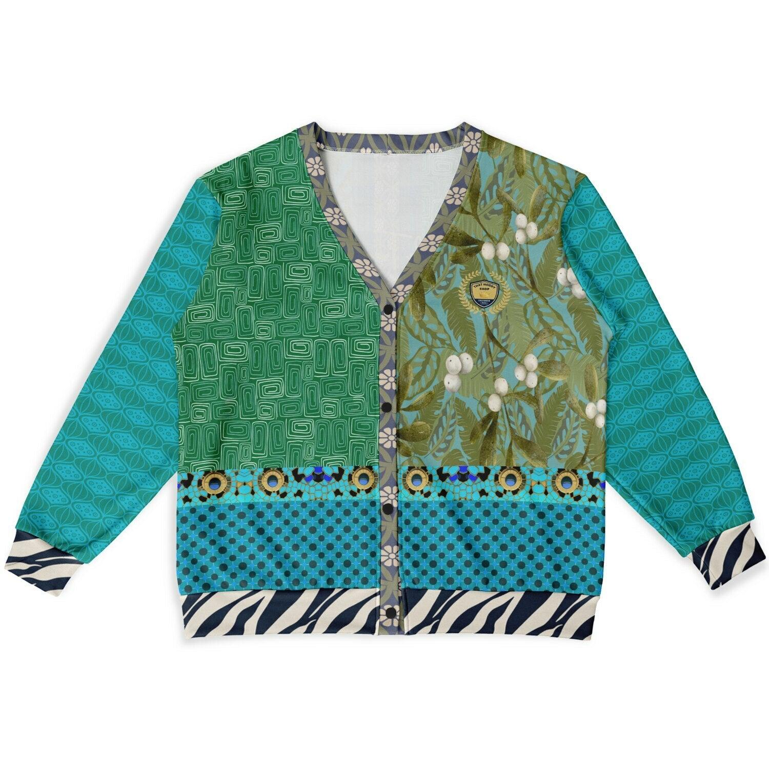 Electric Garden Maze Geometric Print Heavyweight Unisex Cardigan
