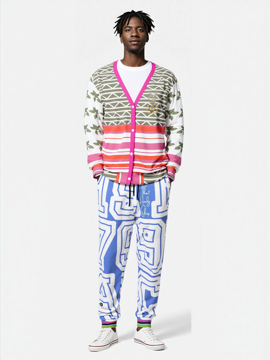 Elephants on Parade in White Heavyweight Unisex Cardigan