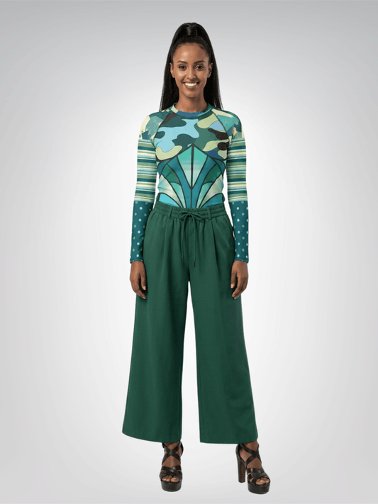 Emerald Forest Deco Fan Patchwork Rash Guard