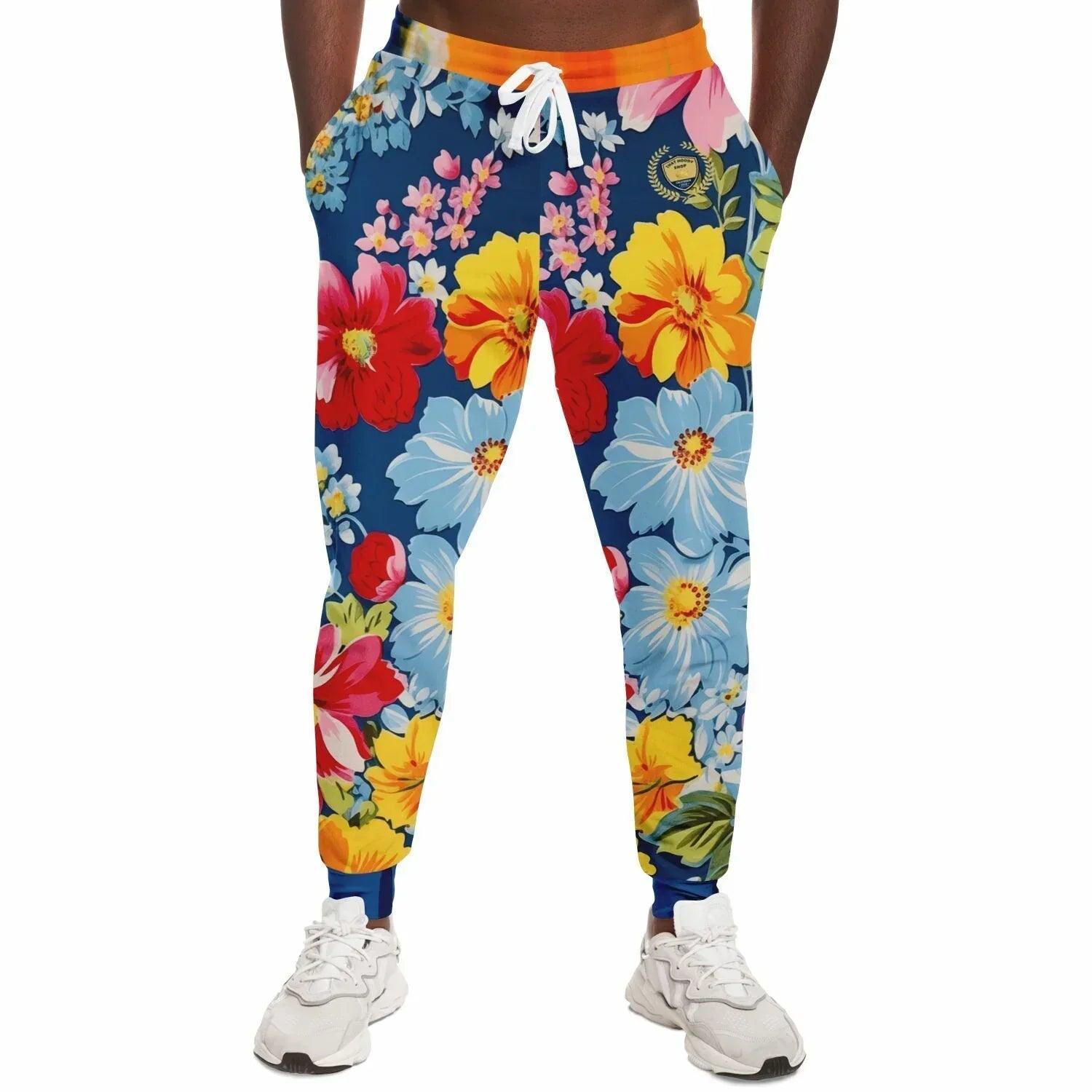 Emperor Cat in Rose Floral Eco-Poly Unisex Joggers