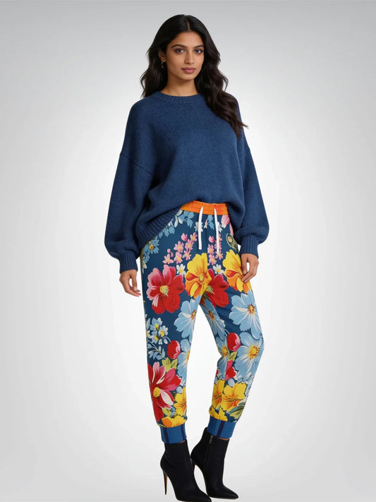 Emperor Cat in Rose Floral Eco-Poly Unisex Joggers