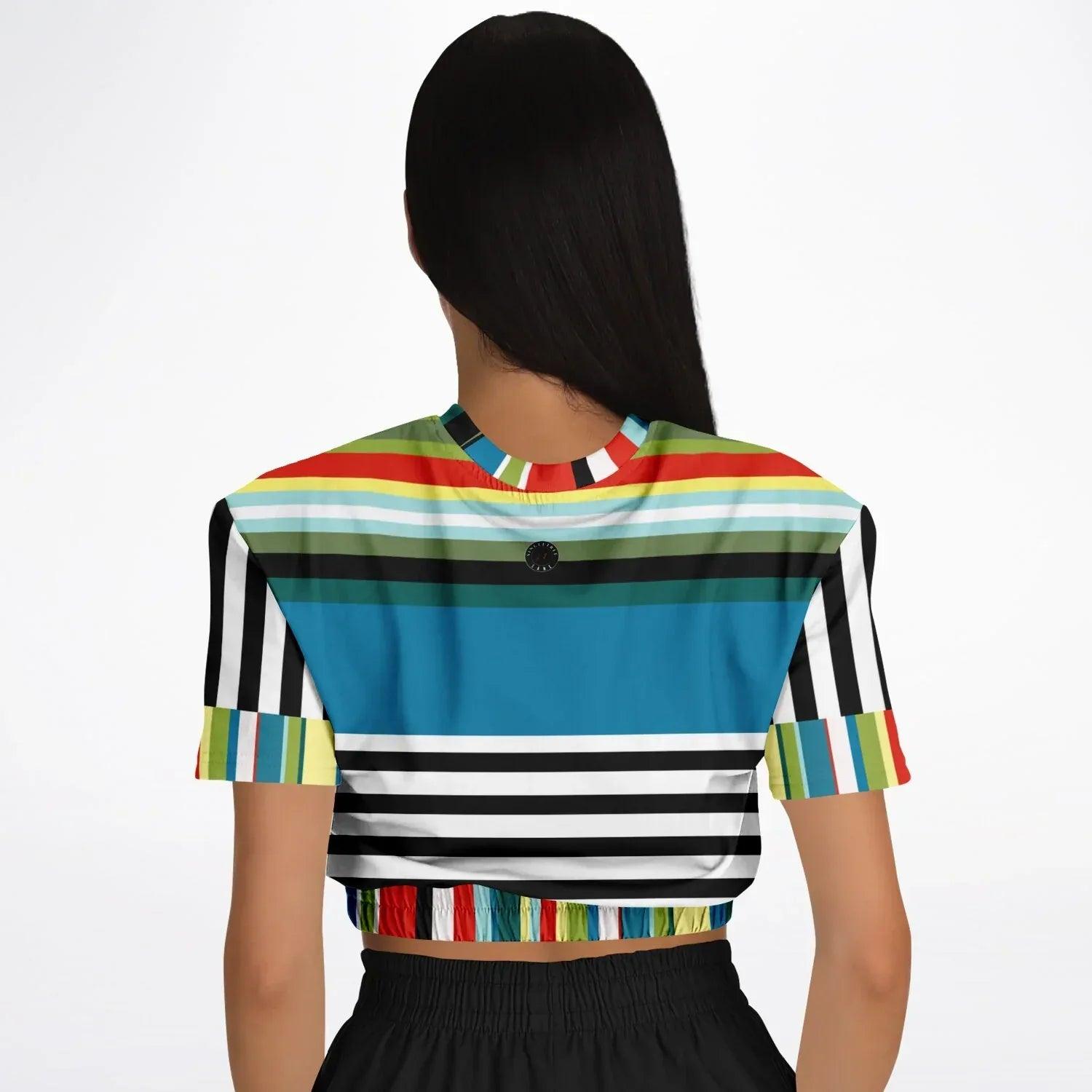 Everglades Jailhouse Stripe Eco-Poly Short Sleeve Cropped Pullover