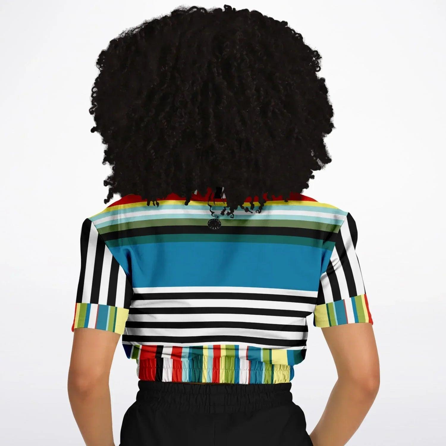 Everglades Jailhouse Stripe Eco-Poly Short Sleeve Cropped Pullover