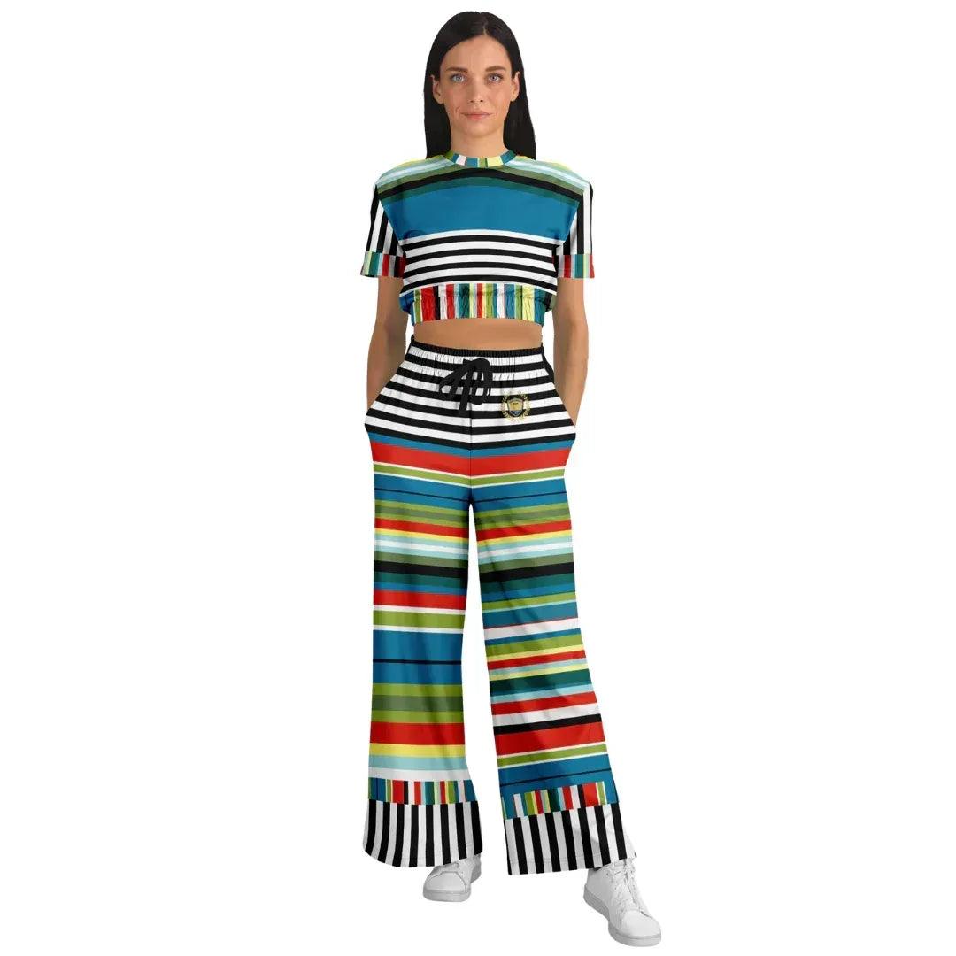Everglades Jailhouse Stripe Eco-Poly Short Sleeve Cropped Pullover