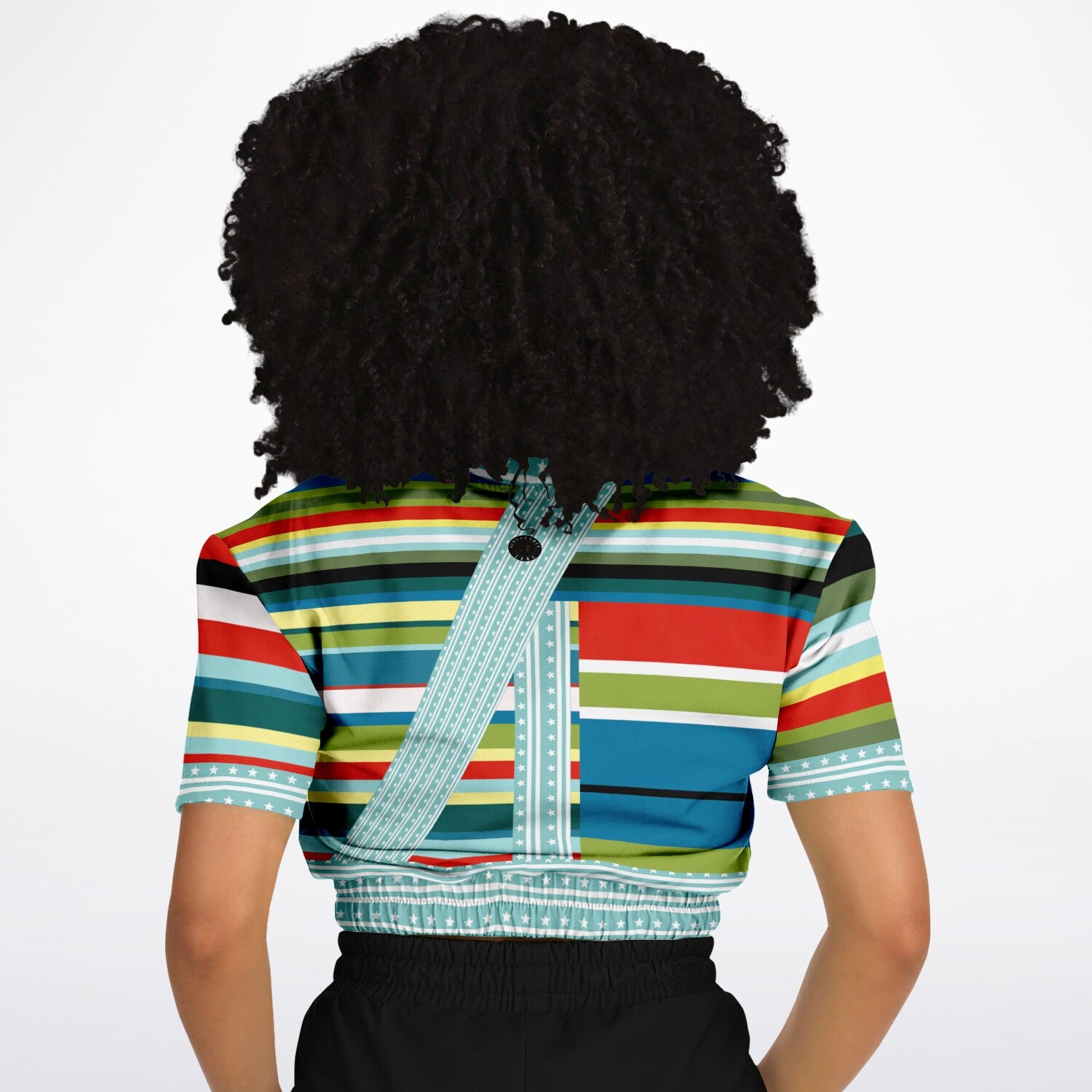 Everglades Rainbow Stripe Redirected Eco-Poly Short Sleeve Cropped Pullover