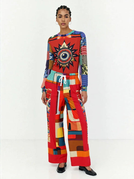 Madame Pirate of the Seven Seas Eco-Poly Wide Leg Pants