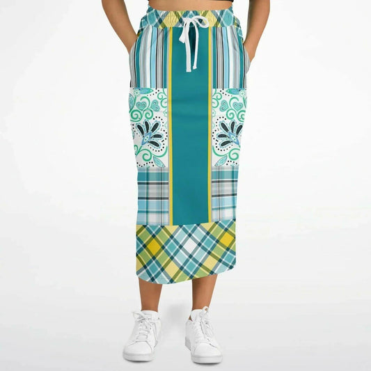 Lemon Zest Floral Eco-Poly Long Pocket Skirt