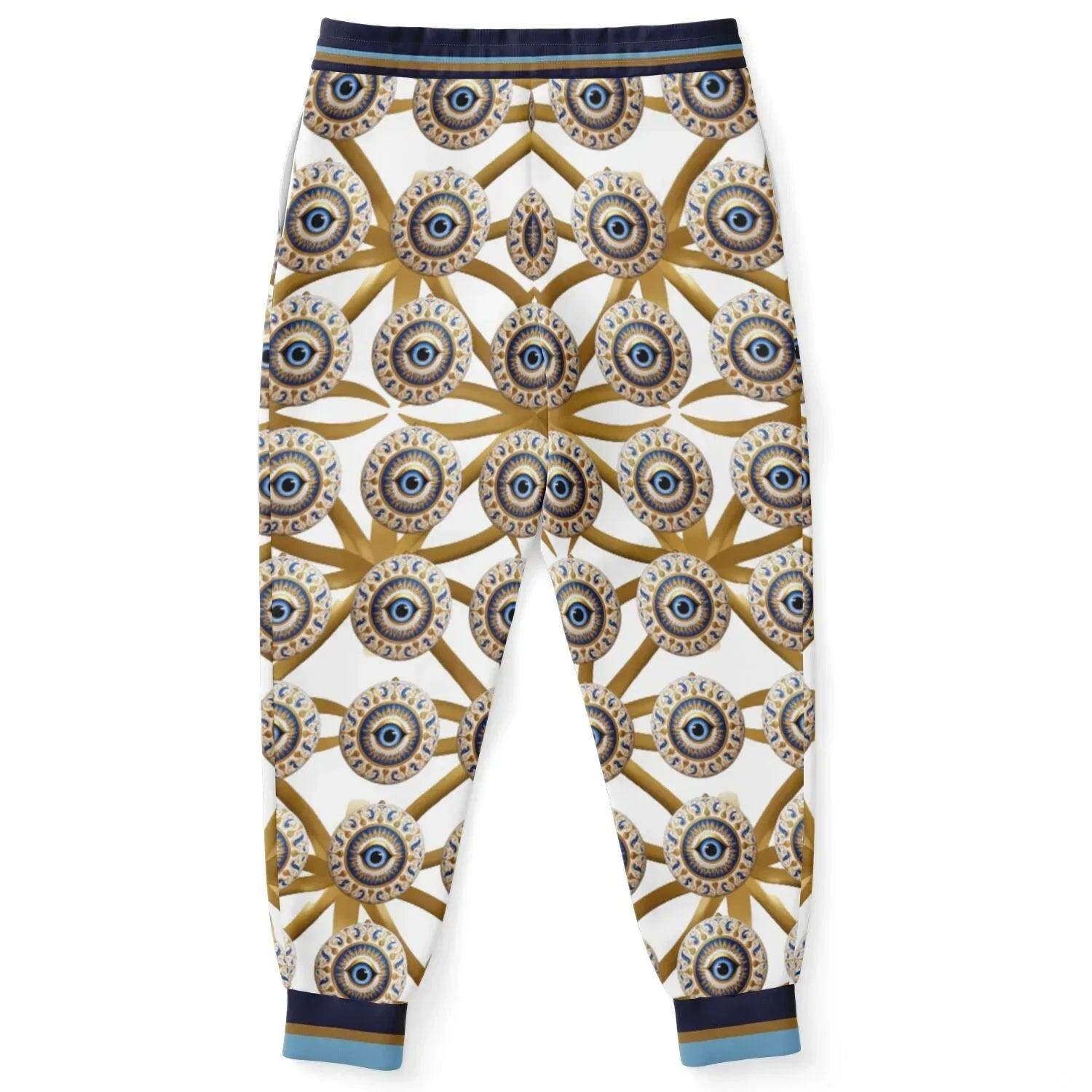 Evil Eye Protection in White Eco-Poly Unisex Joggers