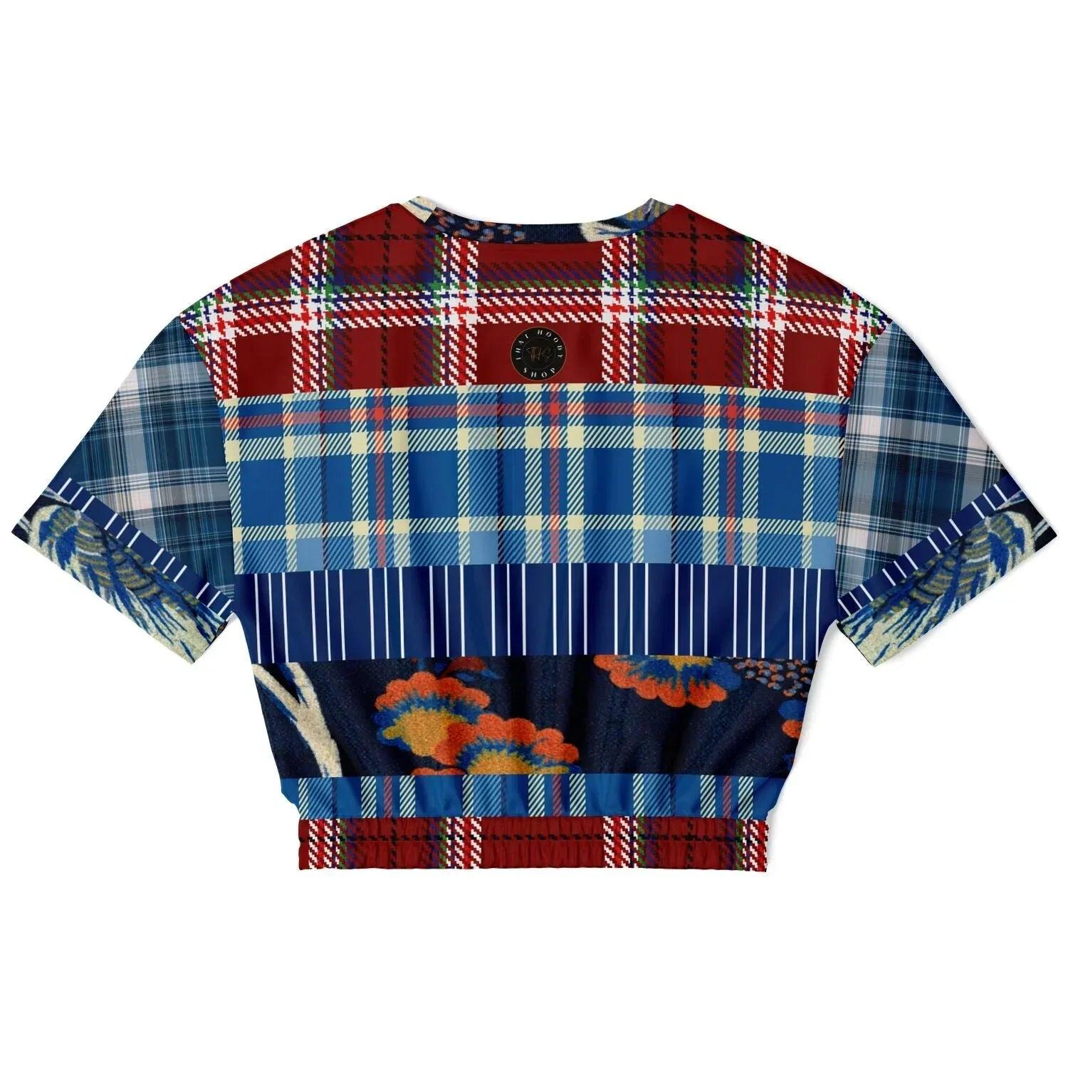 Andromeda Blue Plaid Cropped Sweater Pullover