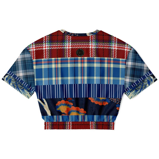 Andromeda Blue Plaid Cropped Sweater Pullover