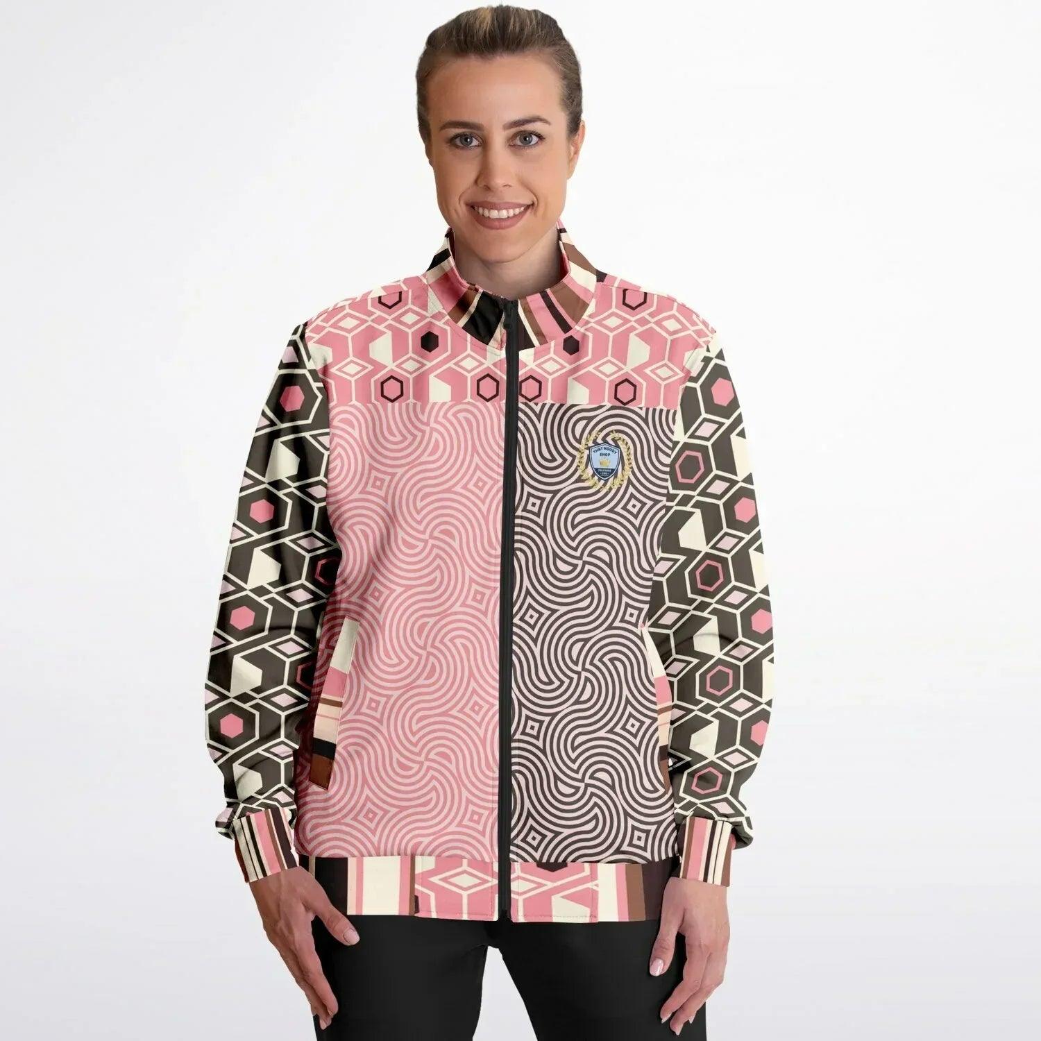 Fantasy in Pink and Brown Geometric Unisex Eco-Poly Track Jacket