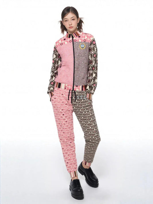 Fantasy in Pink and Brown Geometric Unisex Eco-Poly Track Jacket