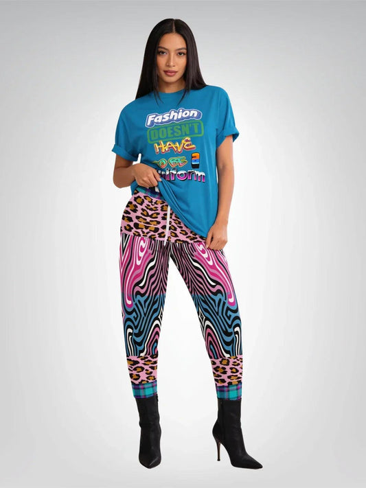Plumed Horse Vibrant Zebra Print Eco-Poly Unisex Joggers