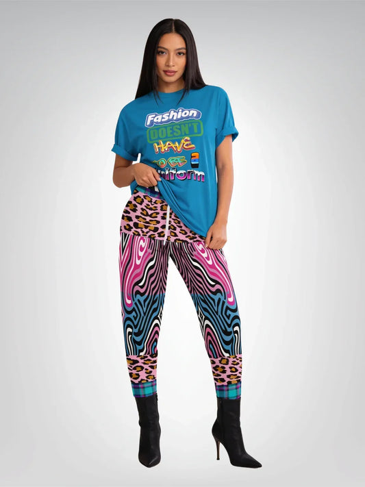 Plumed Horse Vibrant Zebra Print Eco-Poly Unisex Joggers