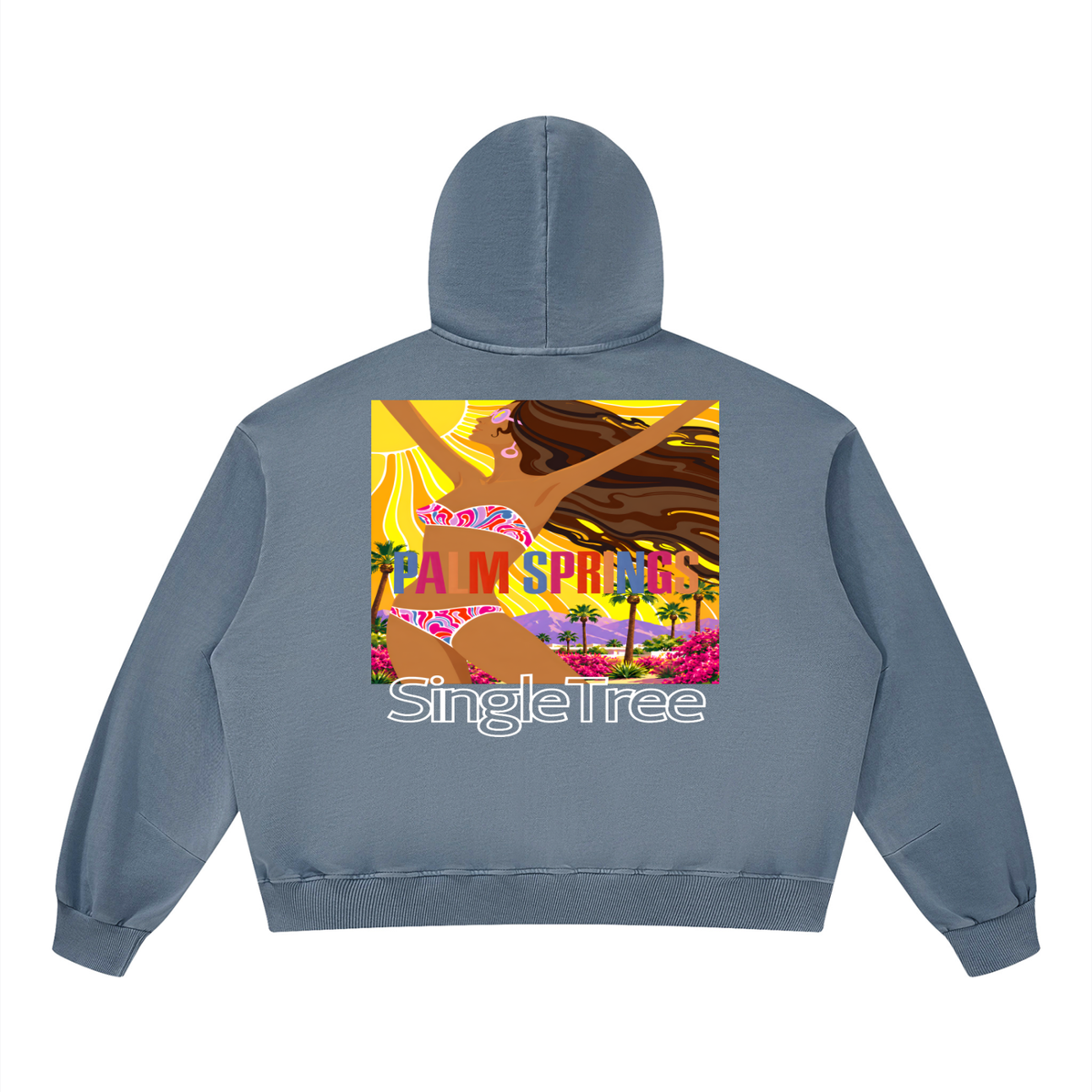 Here Comes the Sun Palm Springs Unisex Boxy Vintage Washed Hoodie