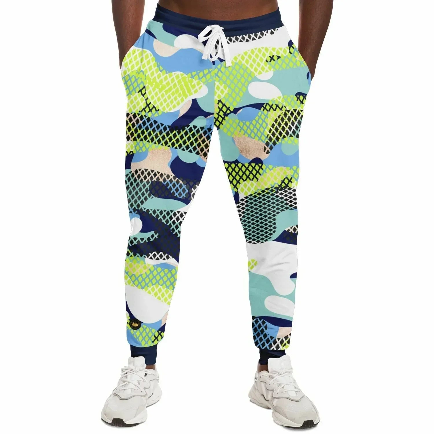 Blue and Lime Eco-Poly Camo Joggers