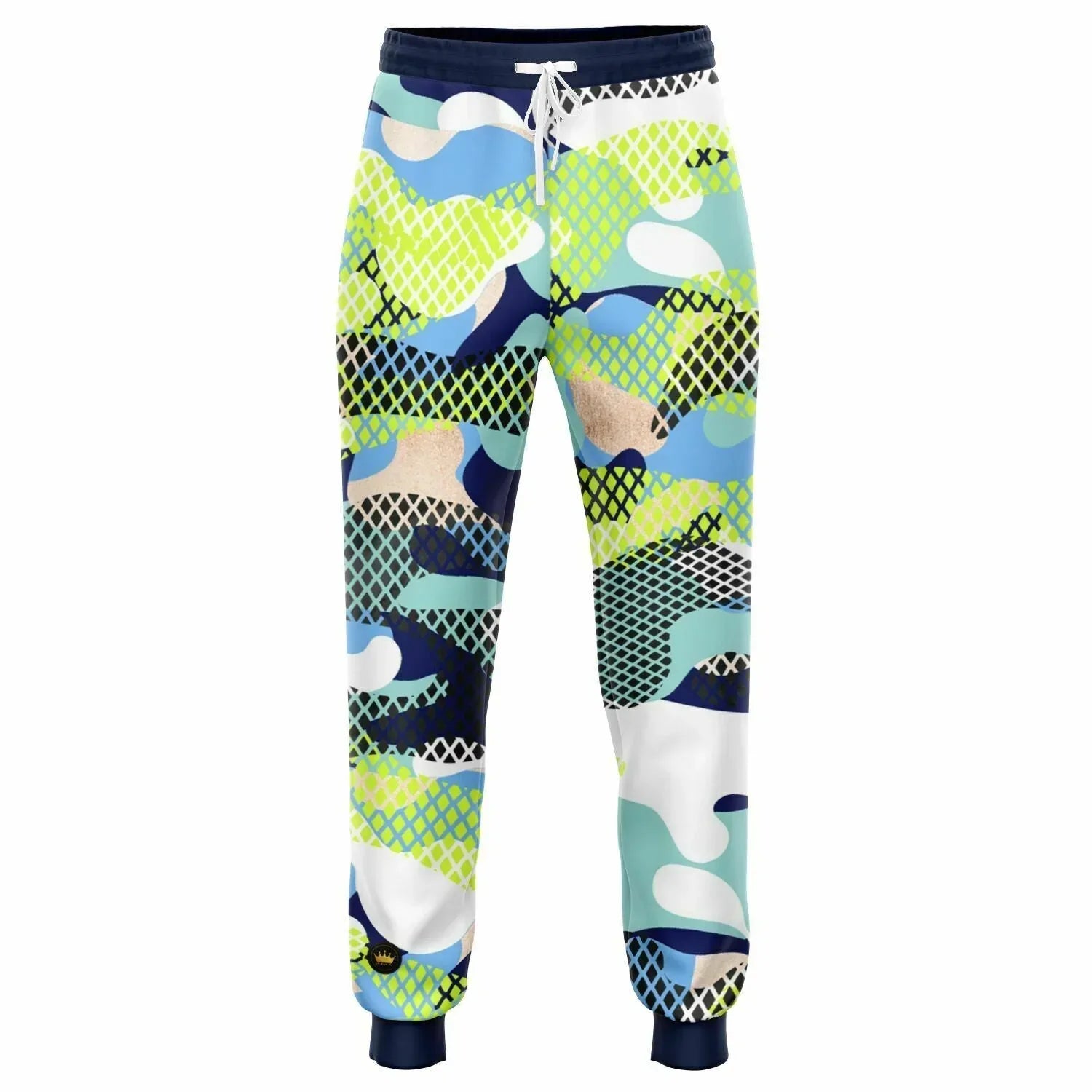 Blue and Lime Eco-Poly Camo Joggers